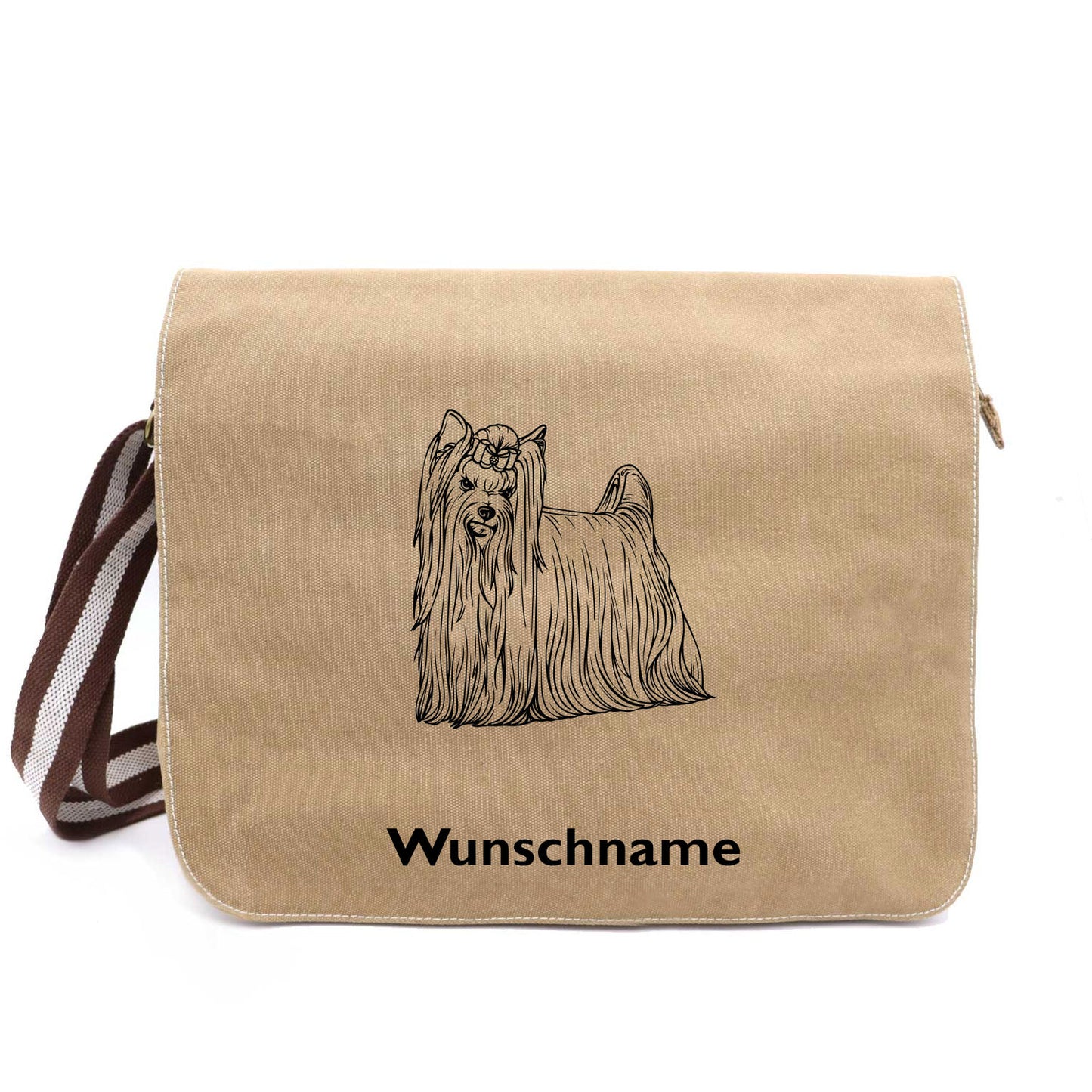 Yorkshire Terrier - Canvas Schultertasche Messenger mit Namen