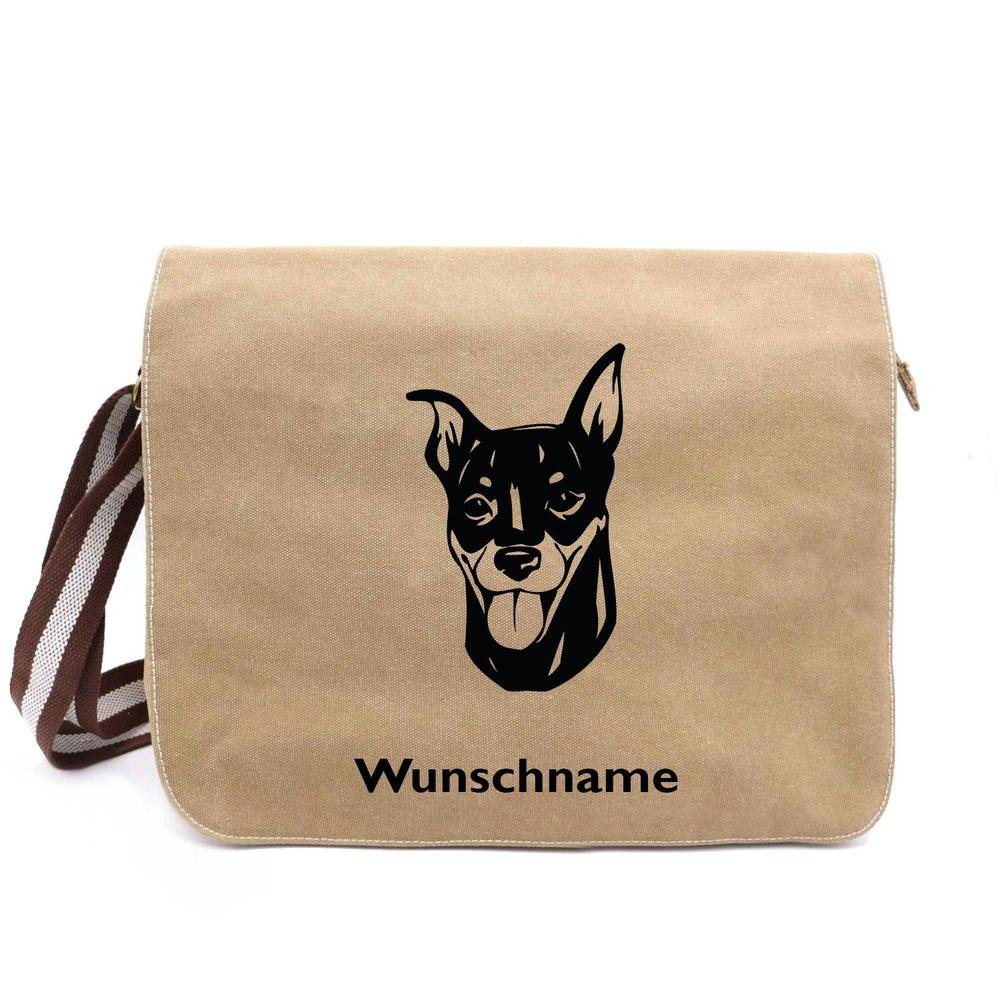 Zwergpinscher - Canvas Schultertasche Messenger mit Namen - Tierisch tolle Geschenke
