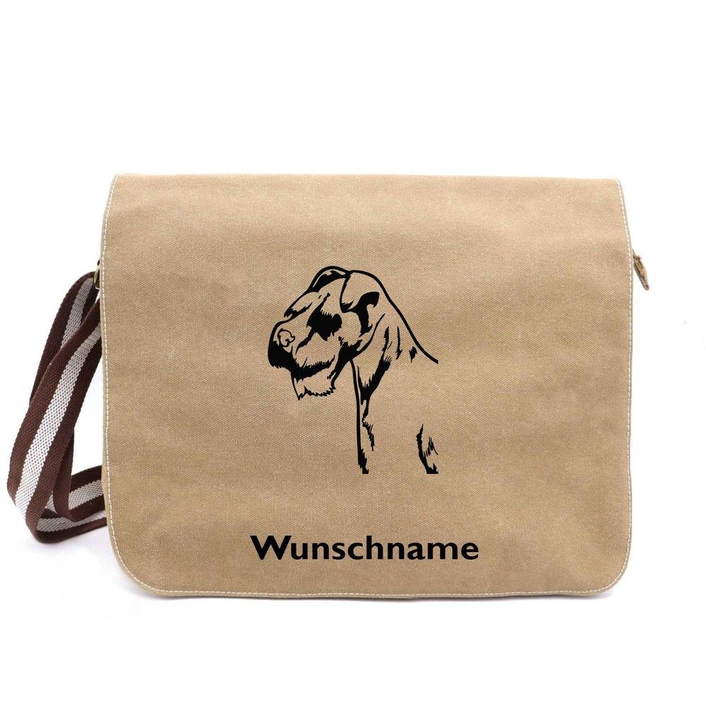 Zwergschnauzer - Canvas Schultertasche Messenger mit Namen - Tierisch tolle Geschenke