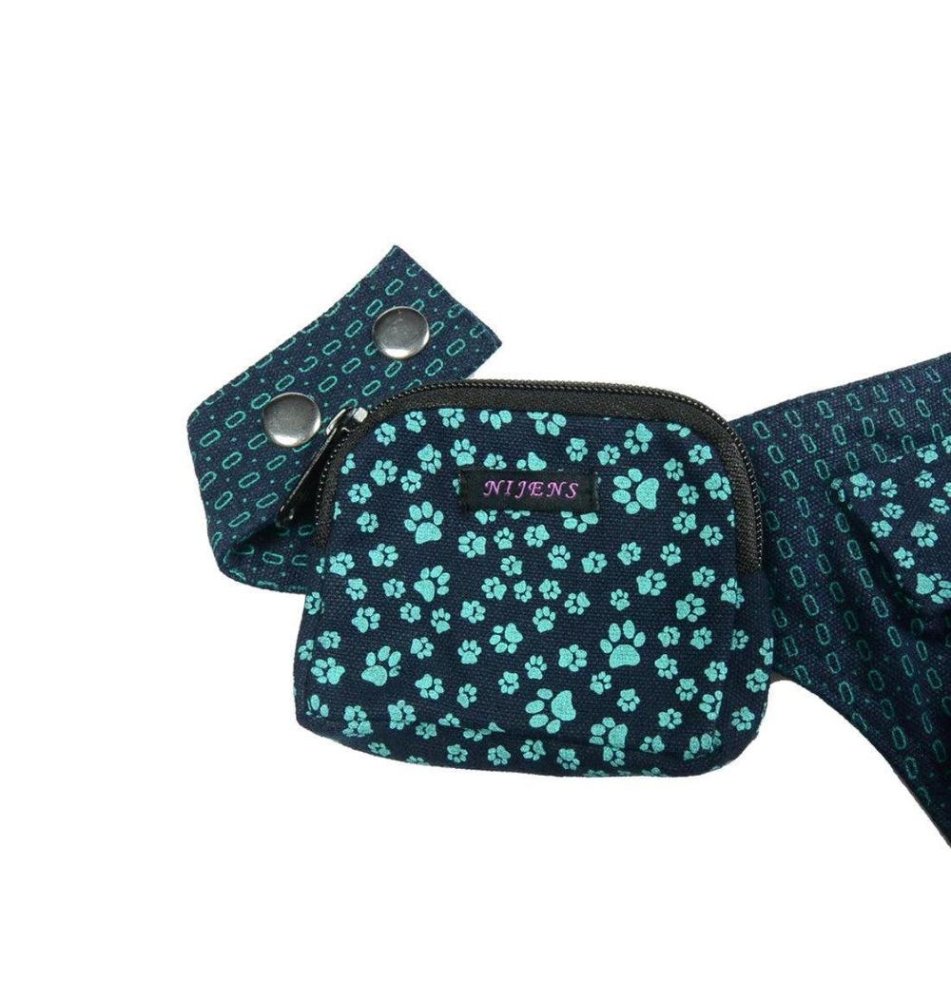 Nijens Beuteltasche klein Pfote -navy türkis- mit Gürtelschlaufe - Tierisch tolle Geschenke