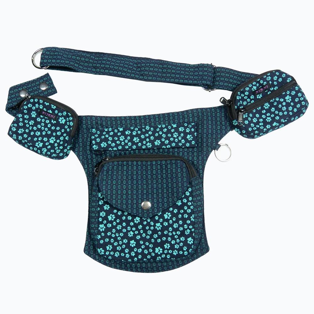 Nijens Beuteltasche klein Pfote -navy türkis- mit Gürtelschlaufe - Tierisch tolle Geschenke