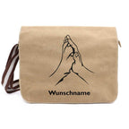 Hand & Pfote - Canvas Schultertasche Messenger mit Namen - Tierisch tolle Geschenke
