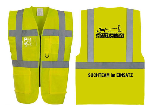 Hundesport Warnweste - Sicherheitsweste mit Taschen und Mantrailing 2 Motiv