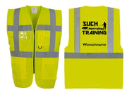 Hundesport Warnweste - Sicherheitsweste mit Taschen Mantrailing-Motiv 