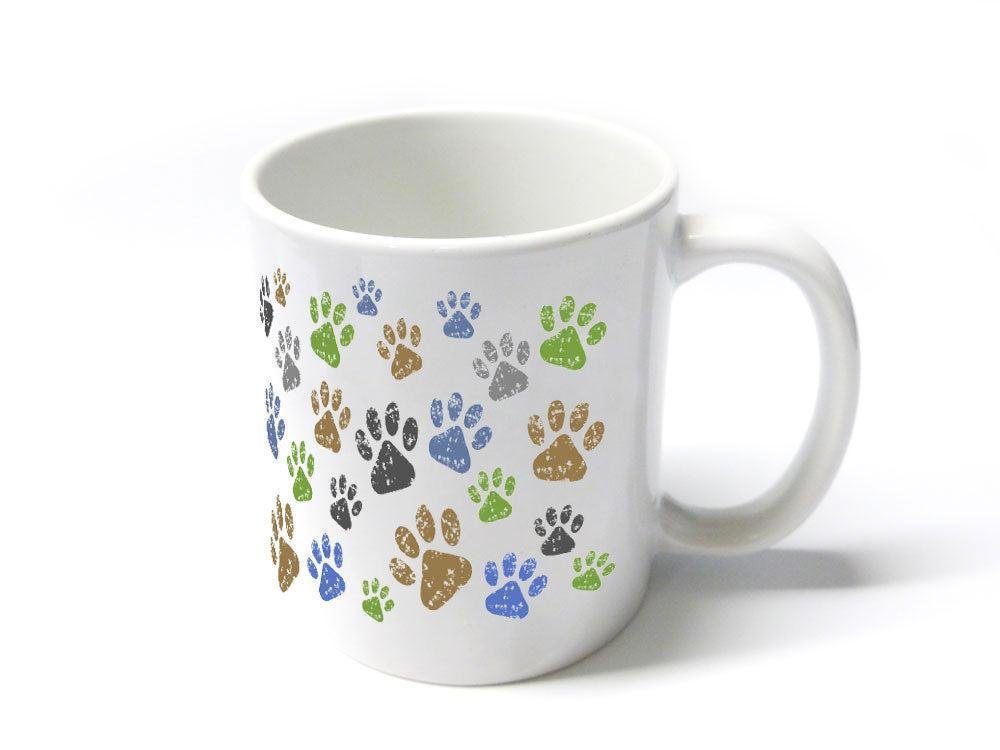 Design Tasse: Pfötchen -blau bunt-Tierisch tolle Geschenke-Tierisch-tolle-Geschenke