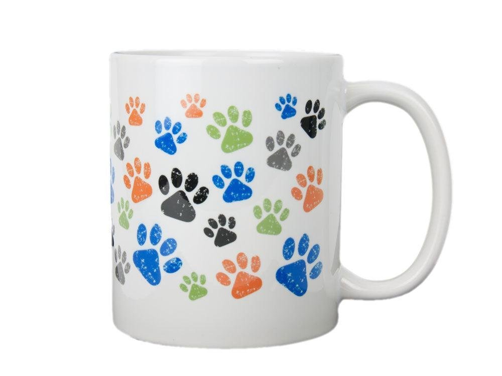 Design Tasse: Pfötchen -orange bunt-Tierisch tolle Geschenke-Tierisch-tolle-Geschenke