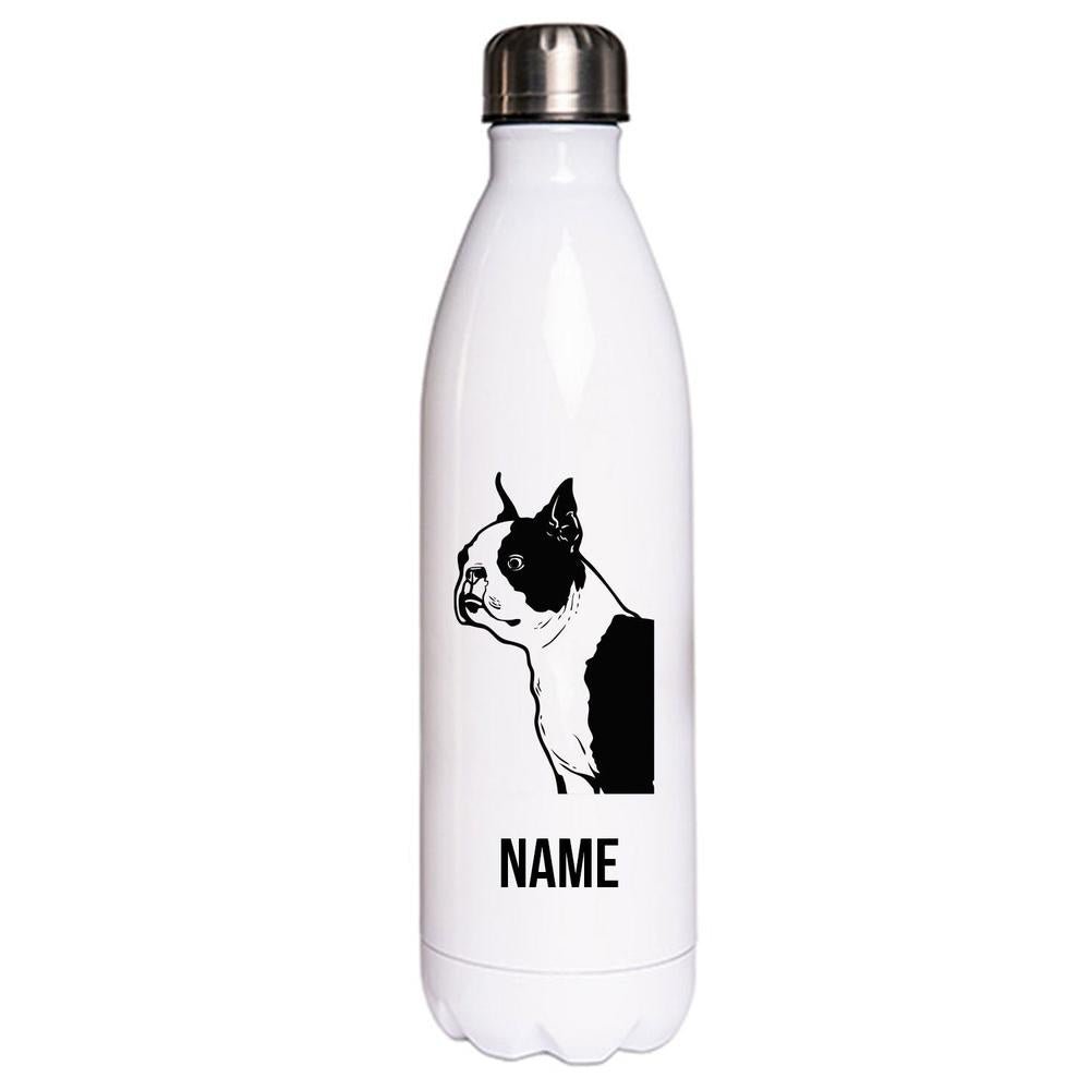 Boston Terrier - Edelstahl Thermosflasche 750 ml mit Namen-Tierisch-tolle Geschenke-Tierisch-tolle-Geschenke
