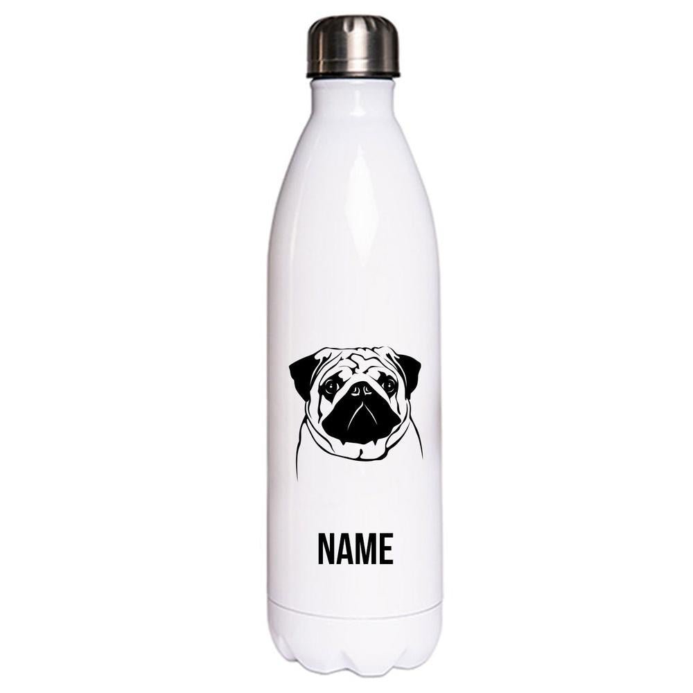 Mops - Edelstahl Thermosflasche 750 ml mit Namen-Tierisch-tolle Geschenke-Tierisch-tolle-Geschenke