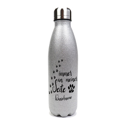 Immer an meiner Seite - Edelstahl GLITZER Thermosflasche 500 ml mit Namen-Tierisch-tolle Geschenke-Tierisch-tolle-Geschenke