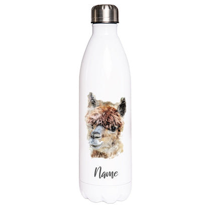 Alpaka - Edelstahl Thermosflasche 750 ml mit Namen -watercolour-Tierisch-tolle Geschenke-Tierisch-tolle-Geschenke