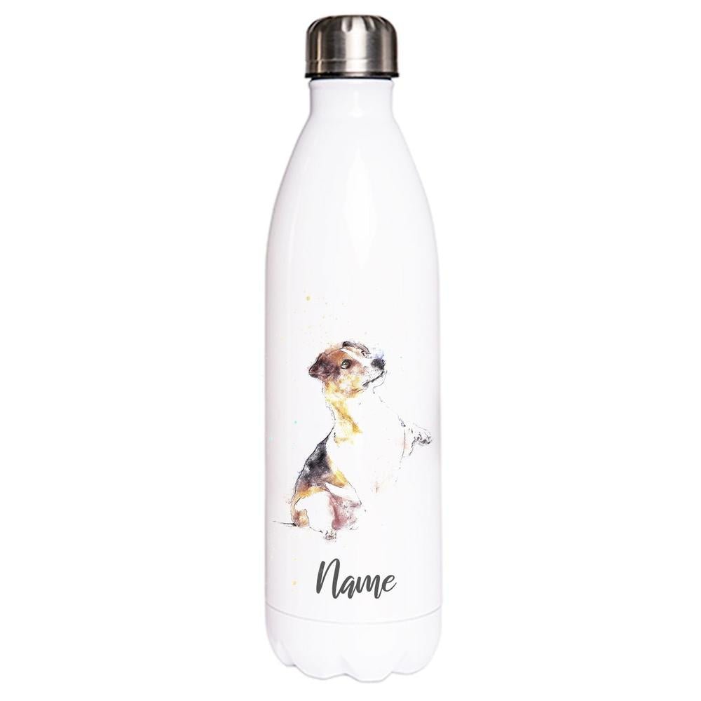 Jack Russell Terrier - Edelstahl Thermosflasche 750 ml mit Namen -watercolour-Tierisch-tolle Geschenke-Tierisch-tolle-Geschenke