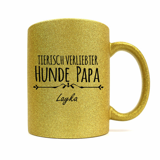 Glitzer Hundetasse Pfotenliebe - Hundepapa-Tierisch-tolle Geschenke-Tierisch-tolle-Geschenke