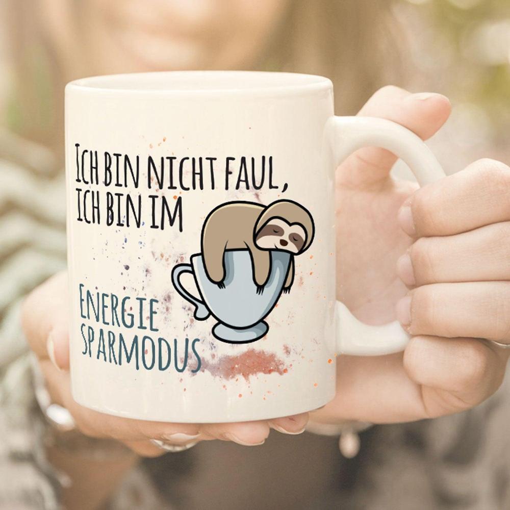 Tasse Faultier -Ich bin nicht faul, ich bin im Energiesparmodus-Tierisch-tolle Geschenke-Tierisch-tolle-Geschenke